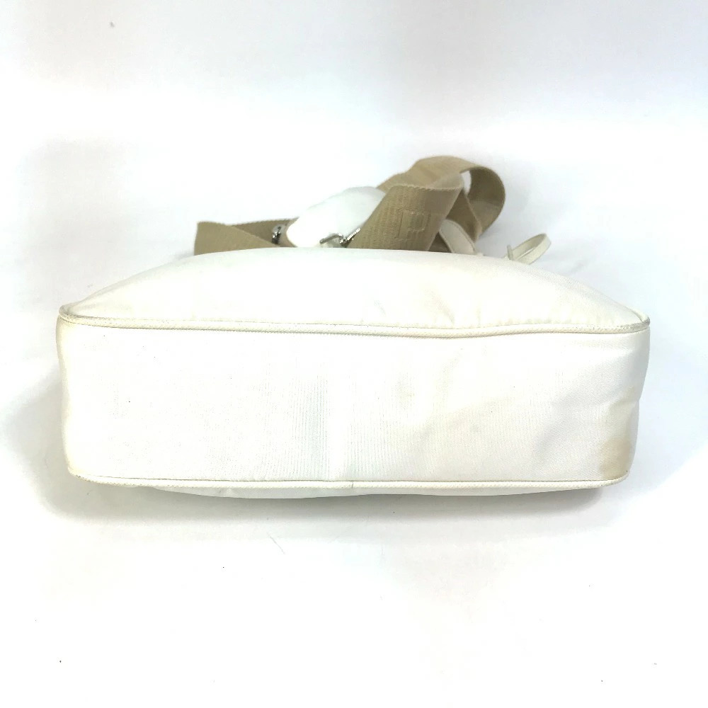 PRADA Triangle Logo Plate Edition Crossbody Bag Clutch Chain White - Picture 3 of 15